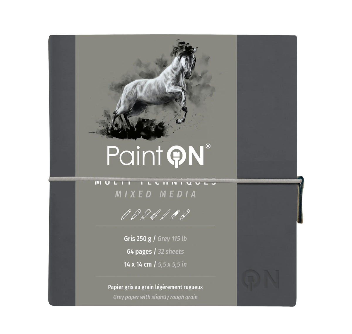PaintON Grey notebook sewn 32F 14x14cm 250g - Grey (in bundle 2)