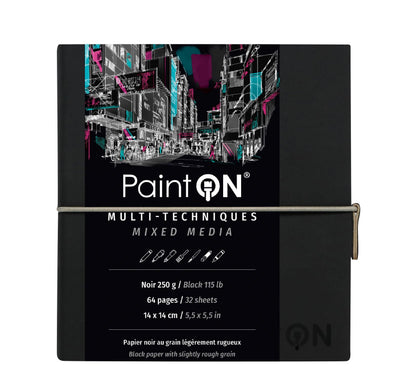 PaintON Black notebook sewn 32F 14x14cm 250g - Black (in bundle 2)