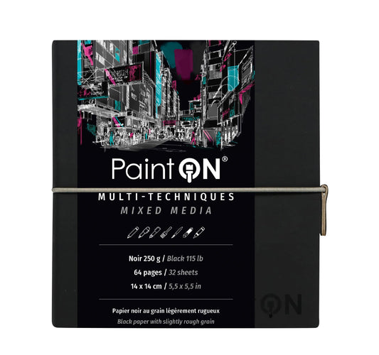 PaintON Black Notebook genäht 32F 14x14cm 250g - Schwarz (2er-Pack)