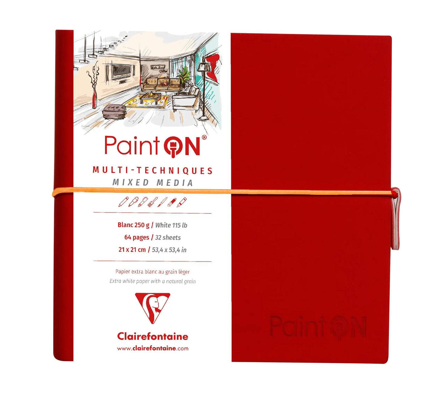 PaintON notebook sewn 32F 19x19cm 250g - Red (Pack x2)