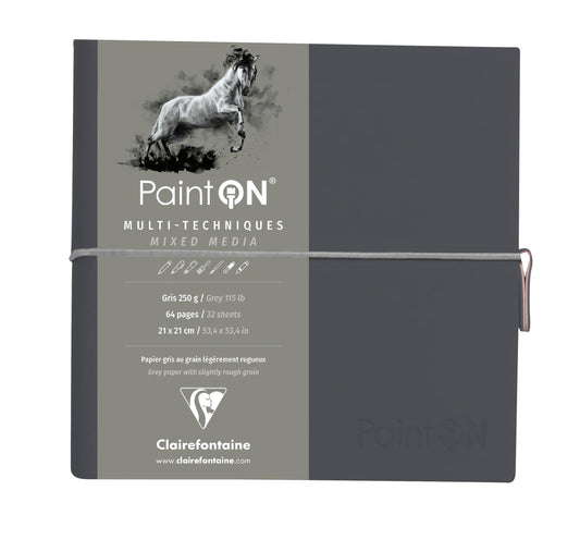 PaintON Grey Notebook genähet 32F 19x19cm 250g - Grau (2er-Pack)