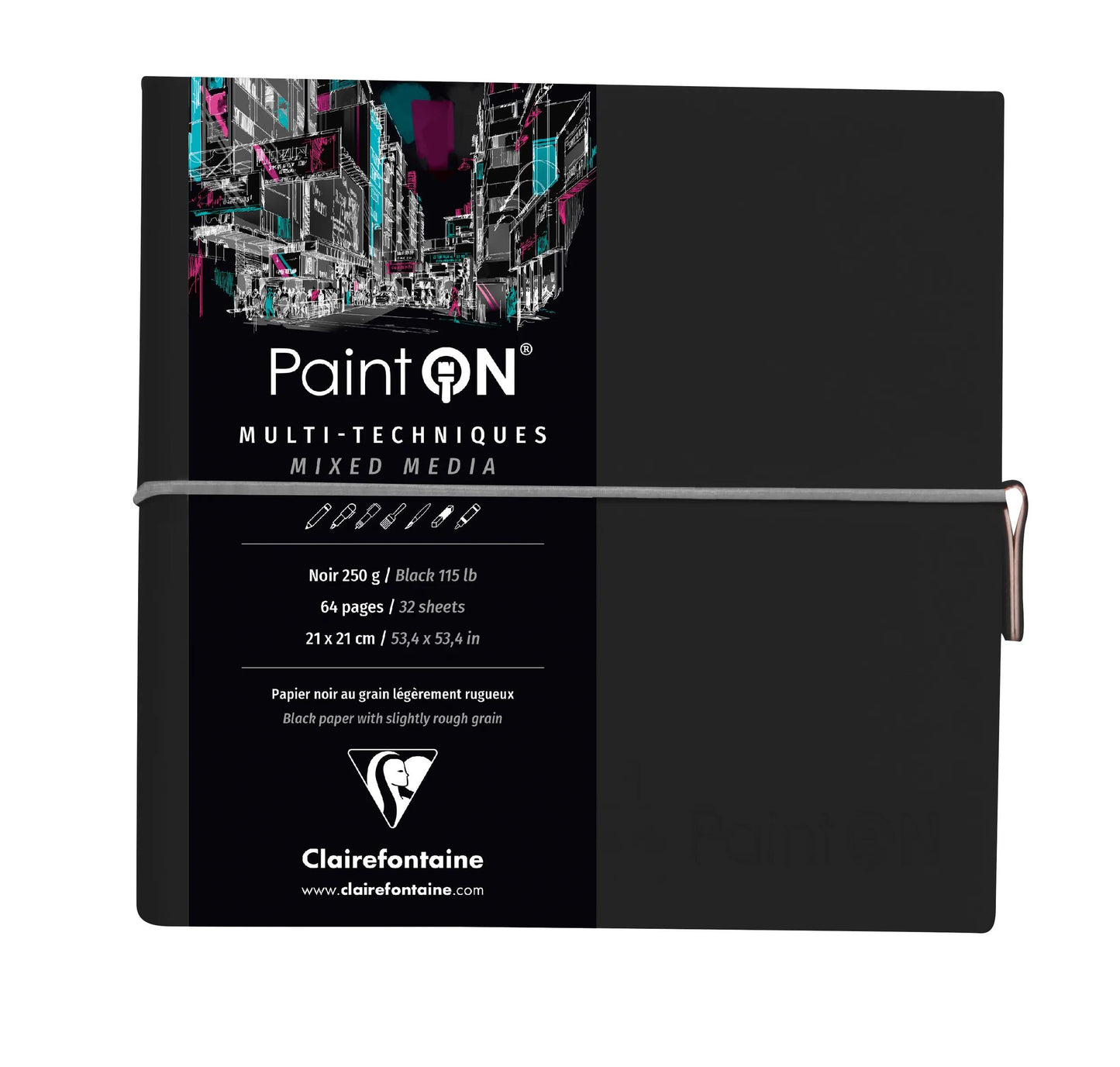 PaintON Black Sewn Book 32F 19x19cm 250g - Black (Pack x2)