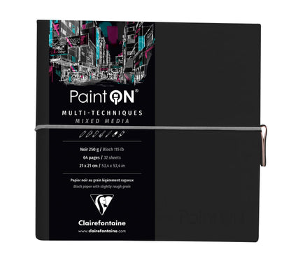 PaintON Noir carnet cousu 32F 19x19cm 250g - Noir (lot de 2)