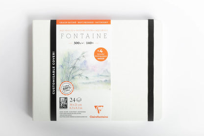Fontaine Aquarelle carnet cousu 24F 21x16cm 300g grain satiné (papier buvard) - Blanc (lot de 2)
