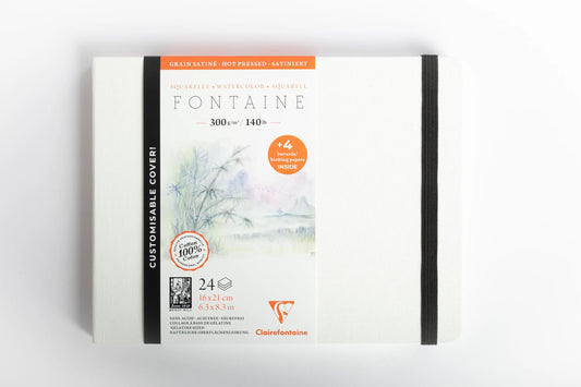 Fountain Aquarell Notizbuch vernäht 24F 21x16cm 300g Satinkorn (buvard paper) - Weiß (Paket x2)