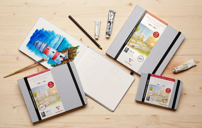 Etival Aquarell Notizbuch vernäht 24F 21x16cm 300g Feinkorn (Broodpapier) - Grau (2er-Pack)