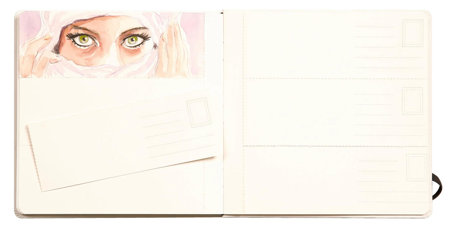 Etival Aquarell Notizbuch vernäht 24F 21x21cm 300g Feinkorn (Postkarten) - Grau (Paket x2)