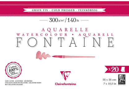 Fountain Block verklebt 4 Seiten 20F 18x26cm 300g feines Korn (2er-Pack)