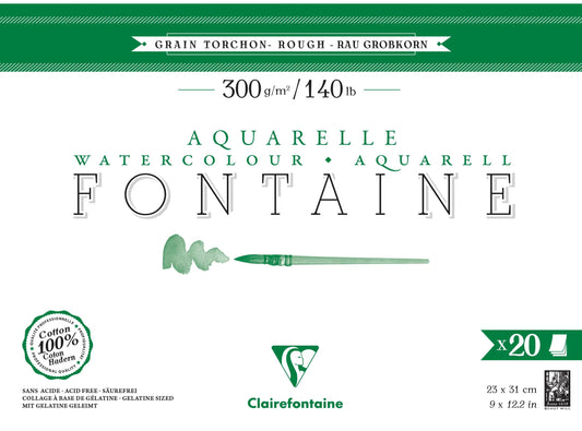 Fontaine bloc collé 4 côtés 20F 23x31cm 300g grain torchon (lot de 2)