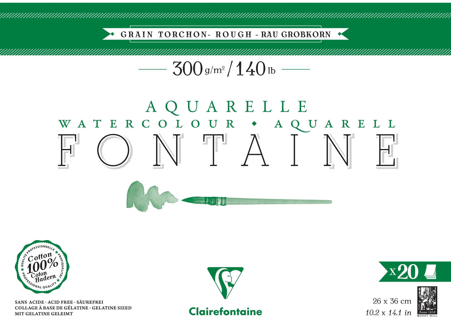 Fontaine bloc collé 4 côtés 20F 26x36cm 300g grain torchon (Lot x2)