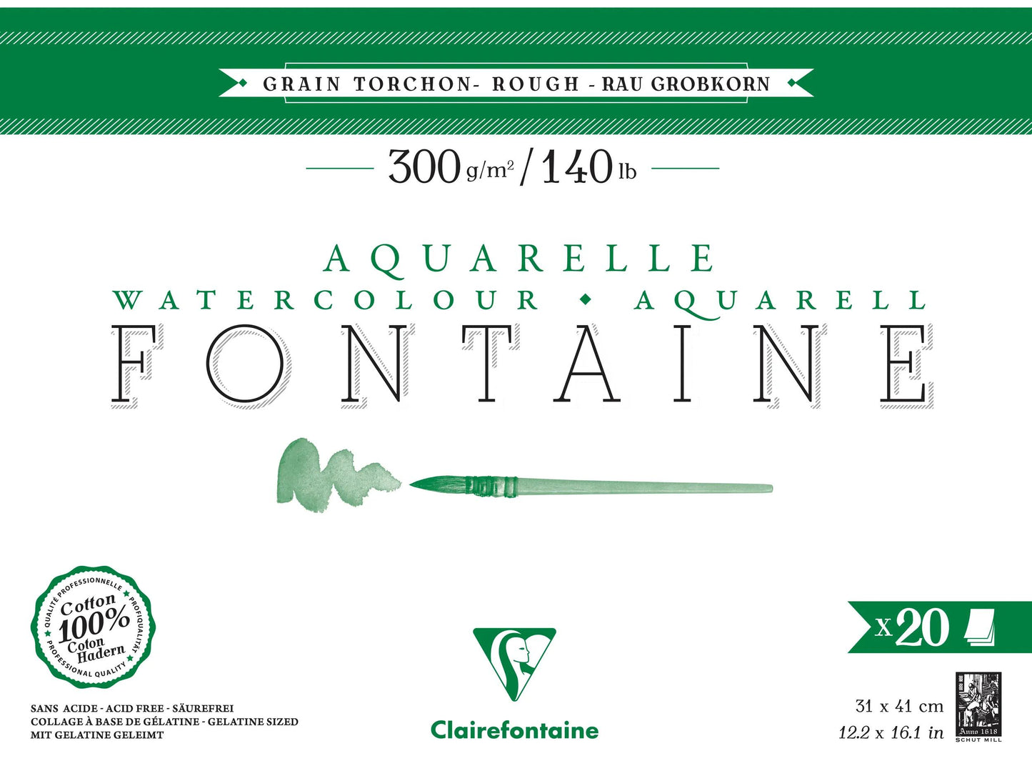 Fountain block glued 4 sides 20F 31x41cm 300g grain cloth (Pack x2)