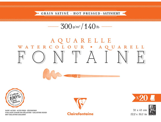 Fontaine bloc collé 4 côtés 20F 31x41cm 300g grain satiné (lot de 2)