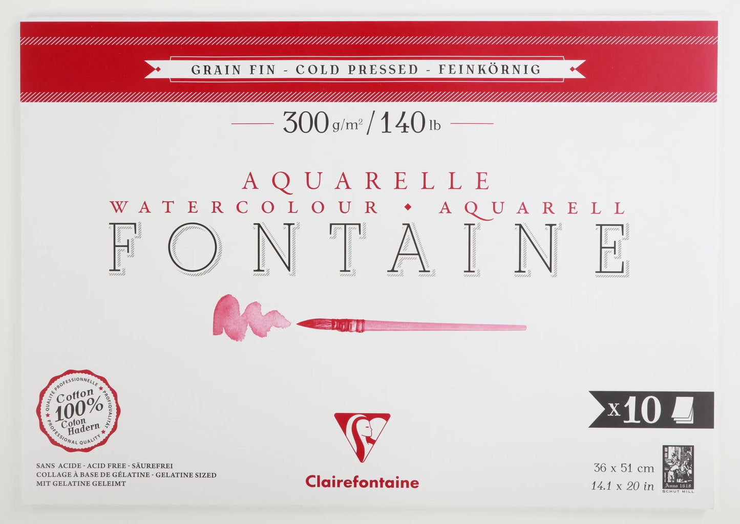 Fontaine bloc collé 1 côté 10F 36x51cm 300g grain fin (Lot x2)