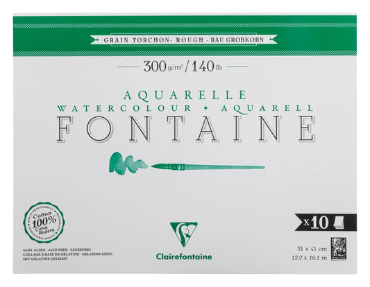 Fontaine bloc collé 1 côté 10F 31x41cm 300g grain torchon (lot de 2)