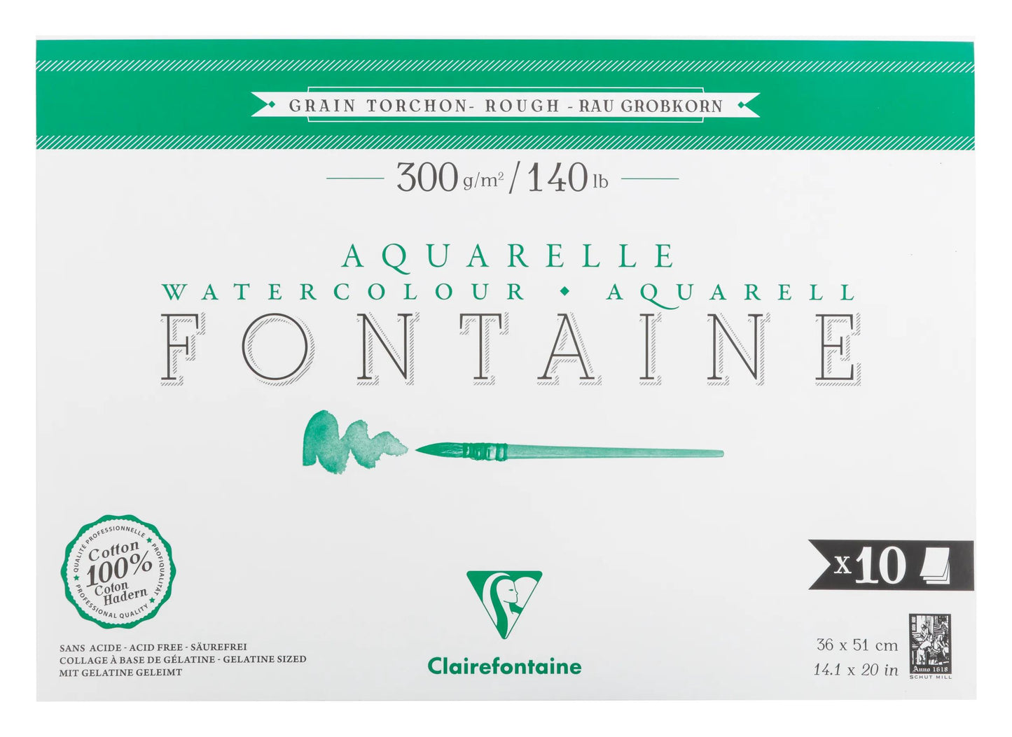 Fountain block glued 1 side 10F 36x51cm 300g grain towel (Pack x2)