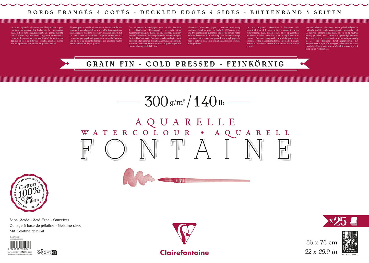 Pacchetto fontana 4 bordi fringed 25F 56x76cm 300g grana fine