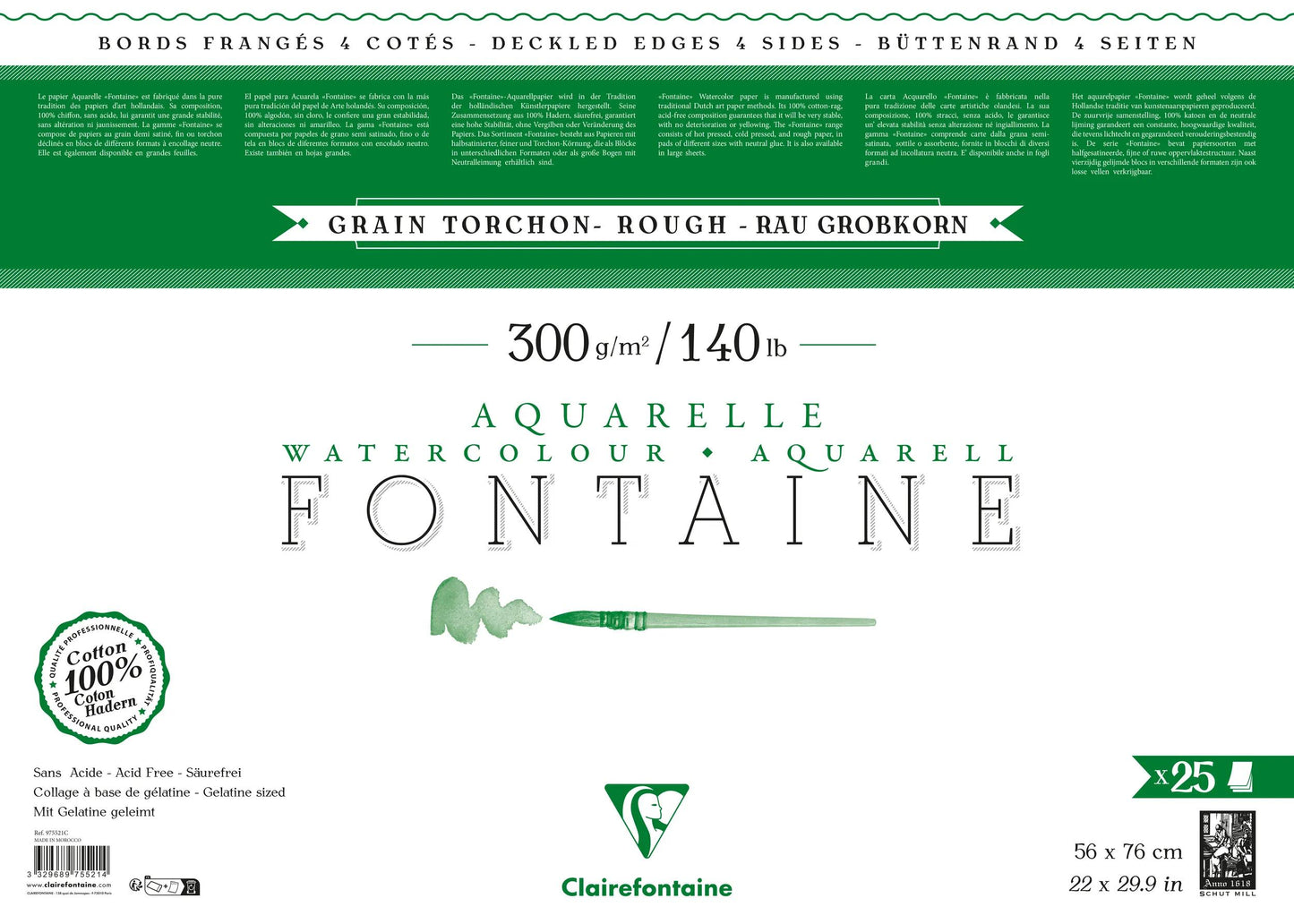 Fountain Paket 4 fring Kanten 25F 56x76cm 300g Korn Handtuch