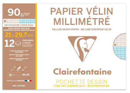 Vélin Millimétré Beutel 12F A4 90g (Perforation 4 Löcher) (10er-Pack)