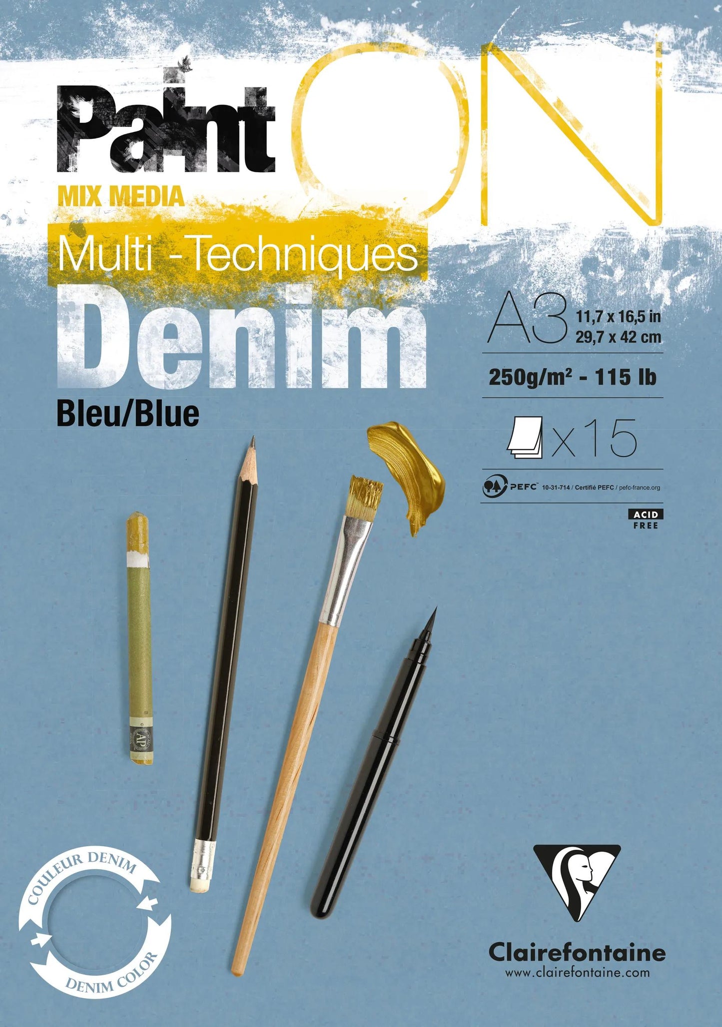 PaintON Blue Denim Block verklebt 15F A3 250g - Denim (Paket x2)