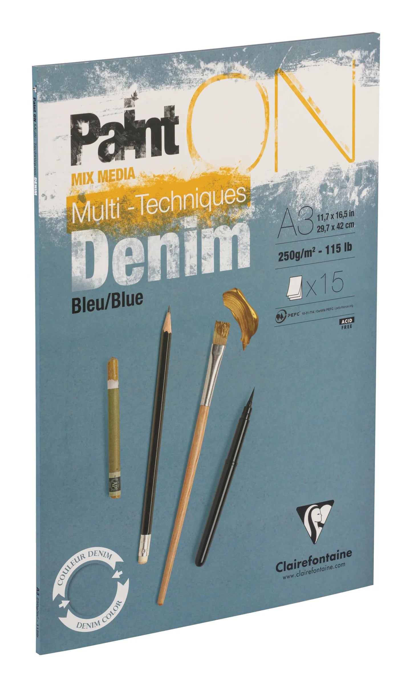 PaintON Blue Denim Block verklebt 15F A3 250g - Denim (Paket x2)