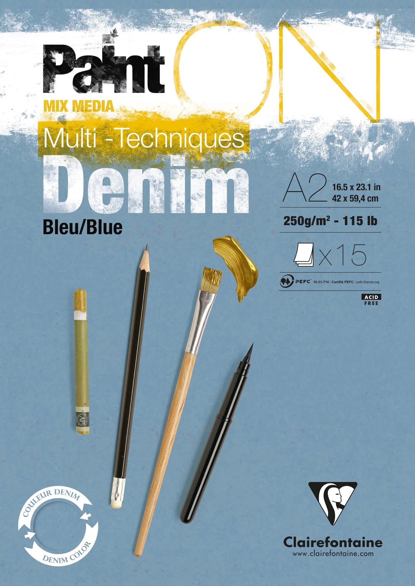 PaintON Bleu Denim bloc collé 15F A2 250g - Denim