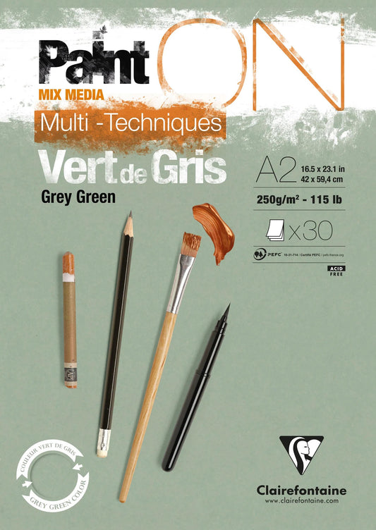 PaintON Grün von Grau verklebt Block 30F A2 250g - Grün von Grau