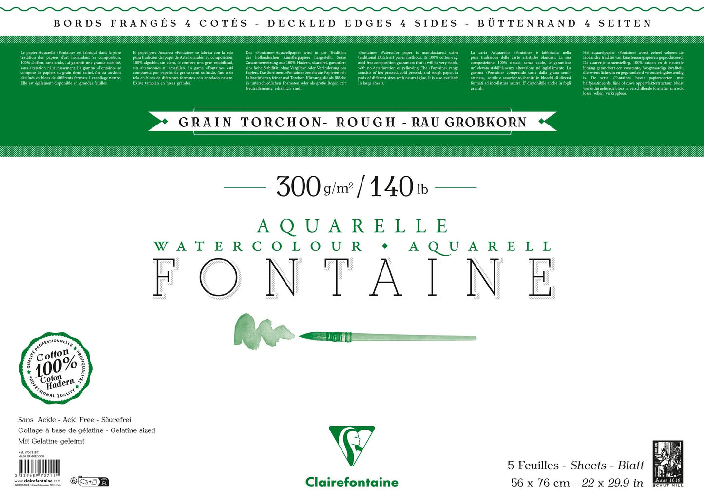 Fountain package 4 fringed edges 5F 56x76cm 300g grain towel