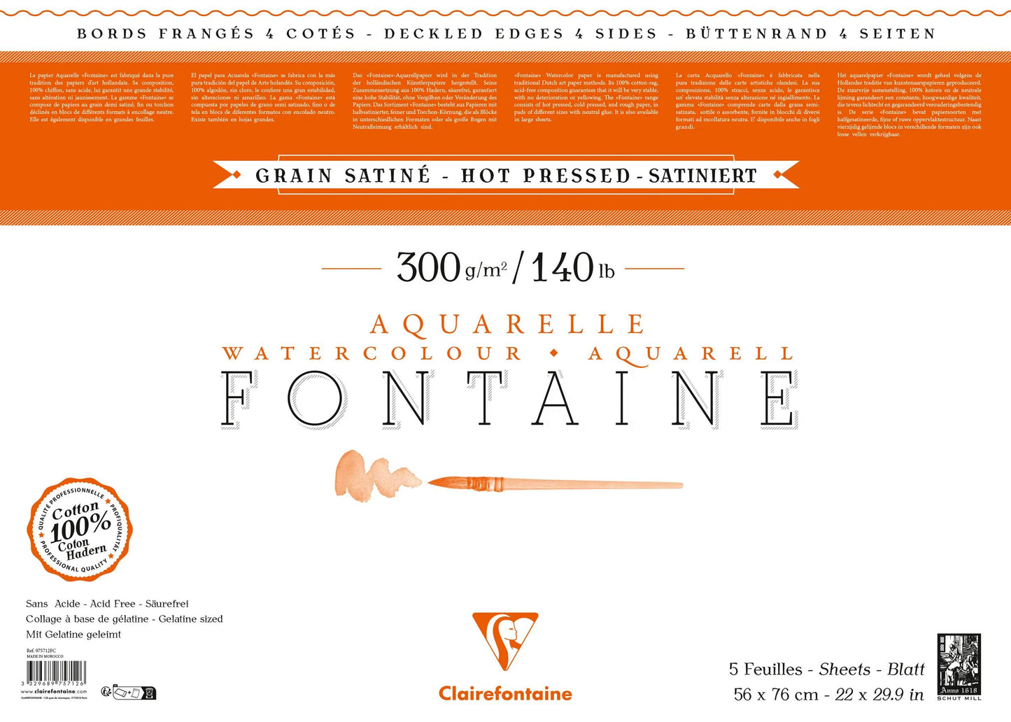 Pacchetto fontana 4 bordi fringed 5F 56x76cm 300g di grano di raso