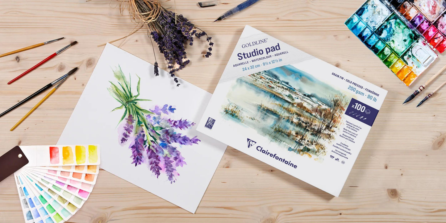Blocco Goldline Studio incollato 50F 30x40cm 200g grana fine (Pacchetto x2)