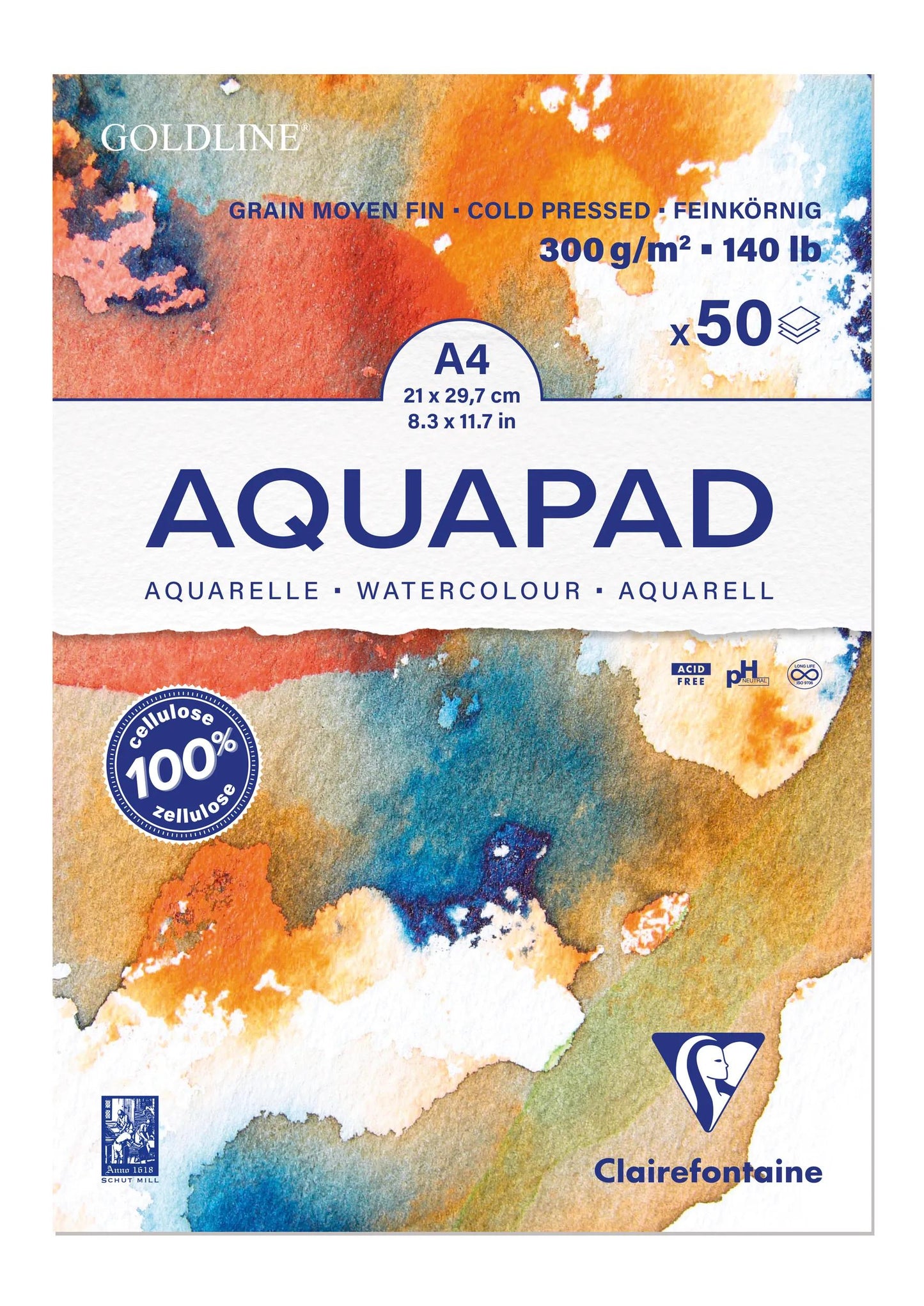 Goldline Aquapad bloc collé 50F A4 300g (Lot x3)
