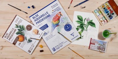 Aquarell Predessinated Botanique Block verklebt 15F 24x30cm 300g (5er-Pack)