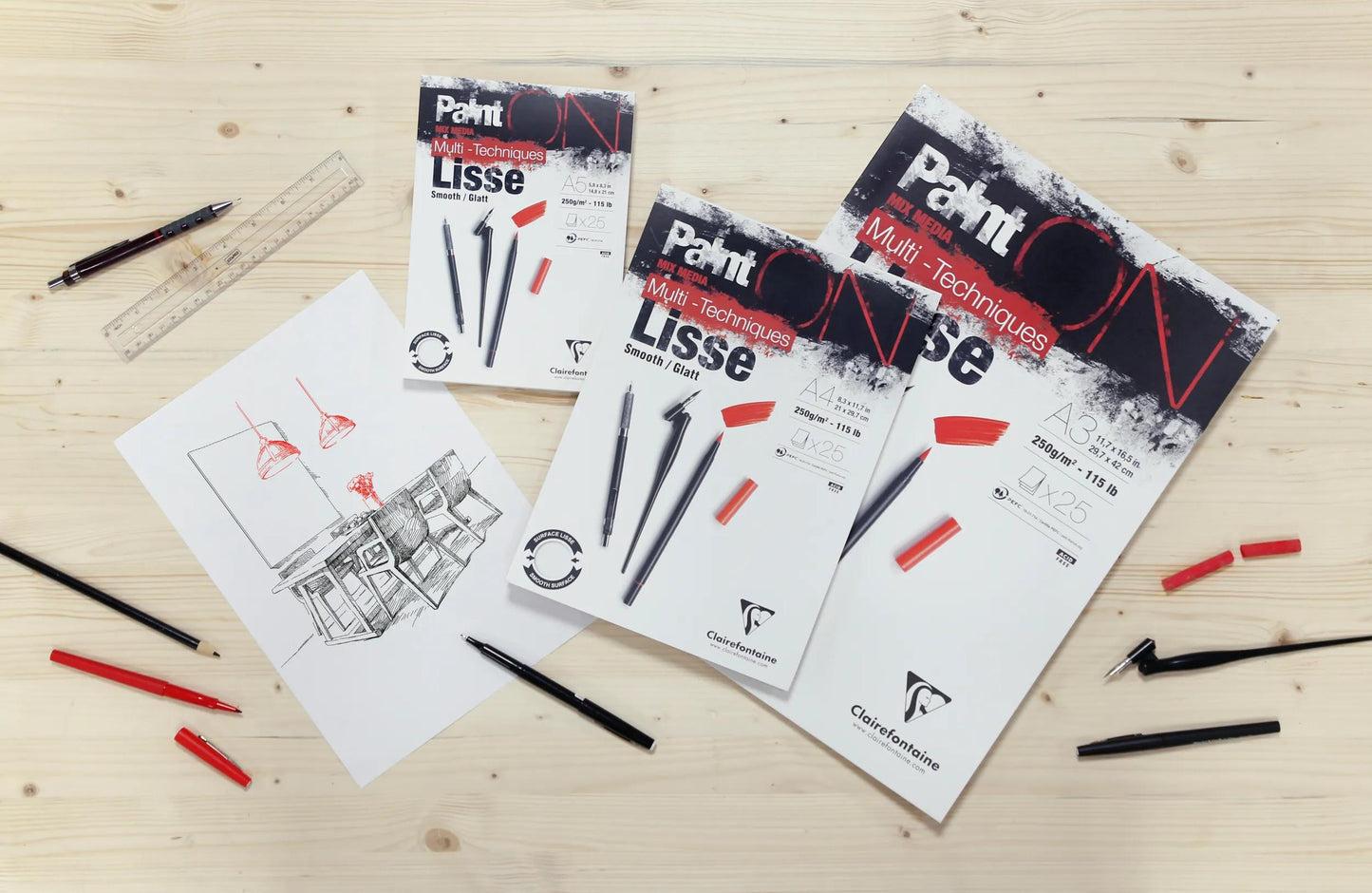 PaintON Smooth incollato blocco 25F A5 250g (Pacchetto x4)