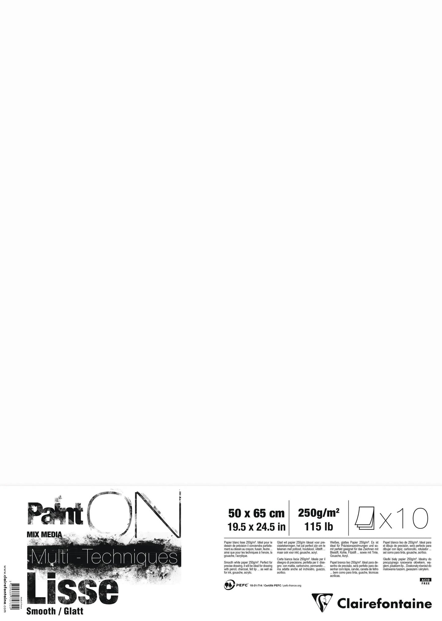 PaintON Smooth pack 10F 50x65cm 250g - Bianco (Pacchetto x2)