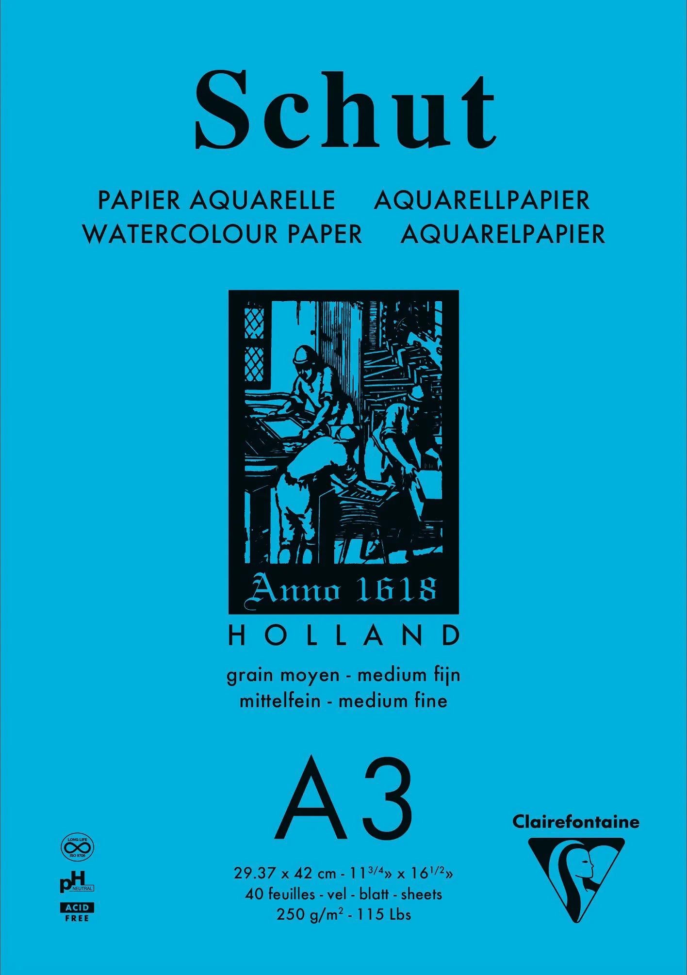 Small Grain Aquarelle block glued 40F A3 250g (Pack x3)