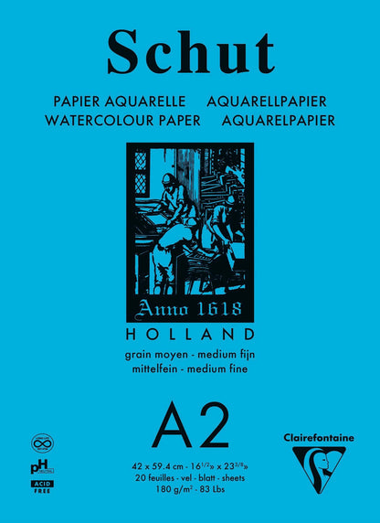 Small Grain Aquarelle glued block 20F A2 250g