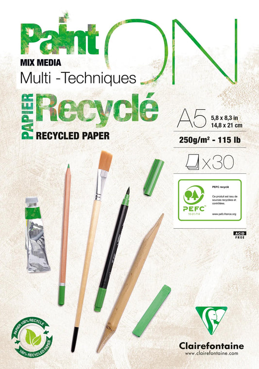 Farbe Recycelter Block verklebt 30F A5 250g (4er-Pack)
