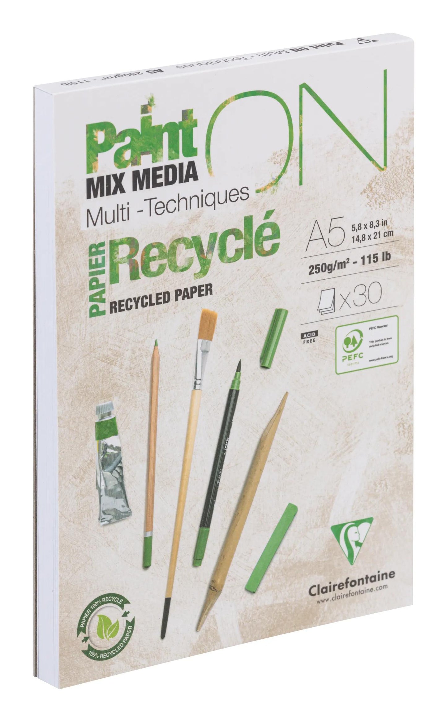 PaintON Recycled block glued 30F A5 250g (Pack x4)