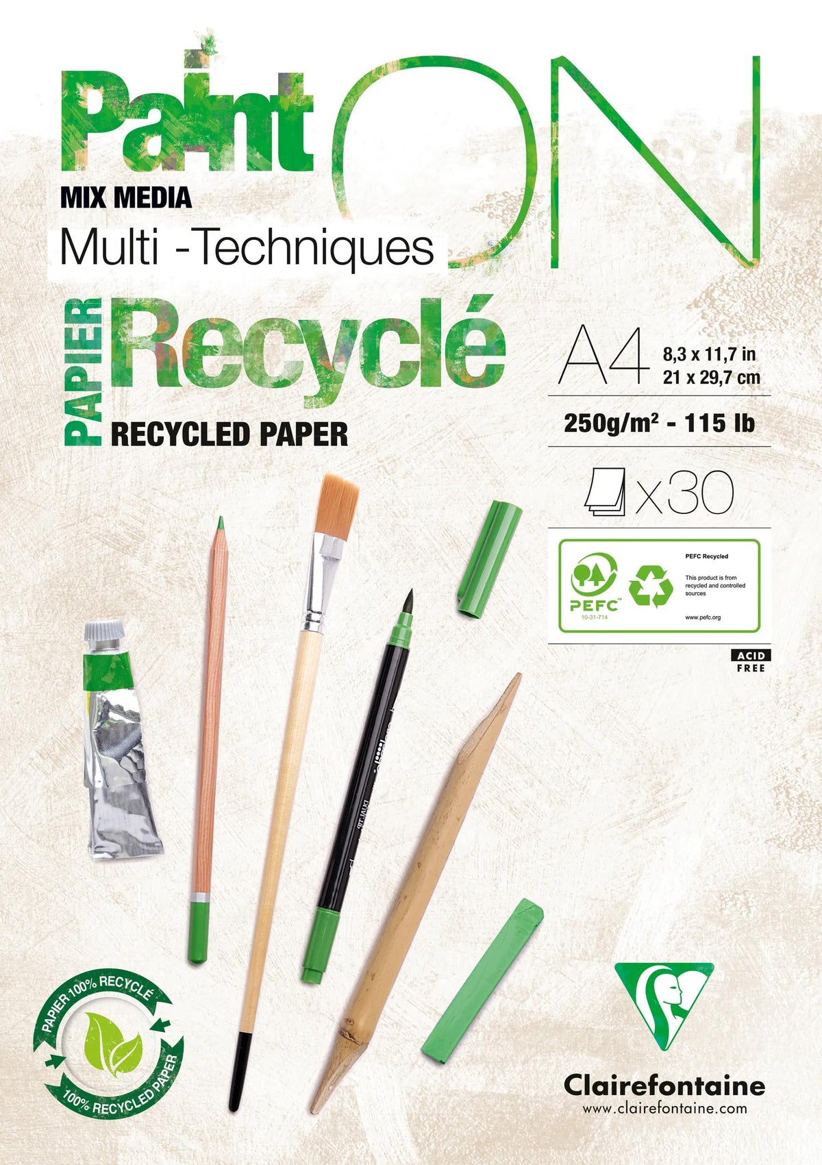 PaintON Recycled block glued 30F A4 250g (in bundle 4)
