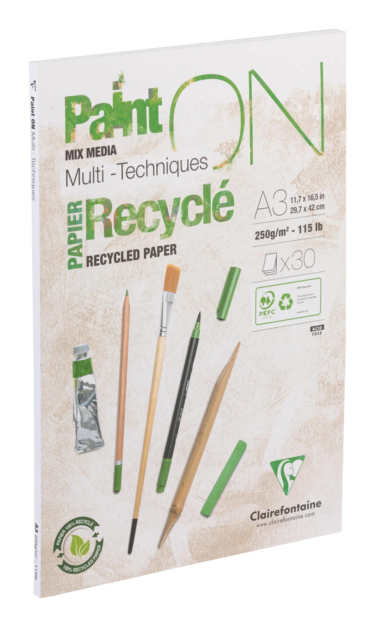PaintON Recycled block glued 30F A3 250g (Pack x2)