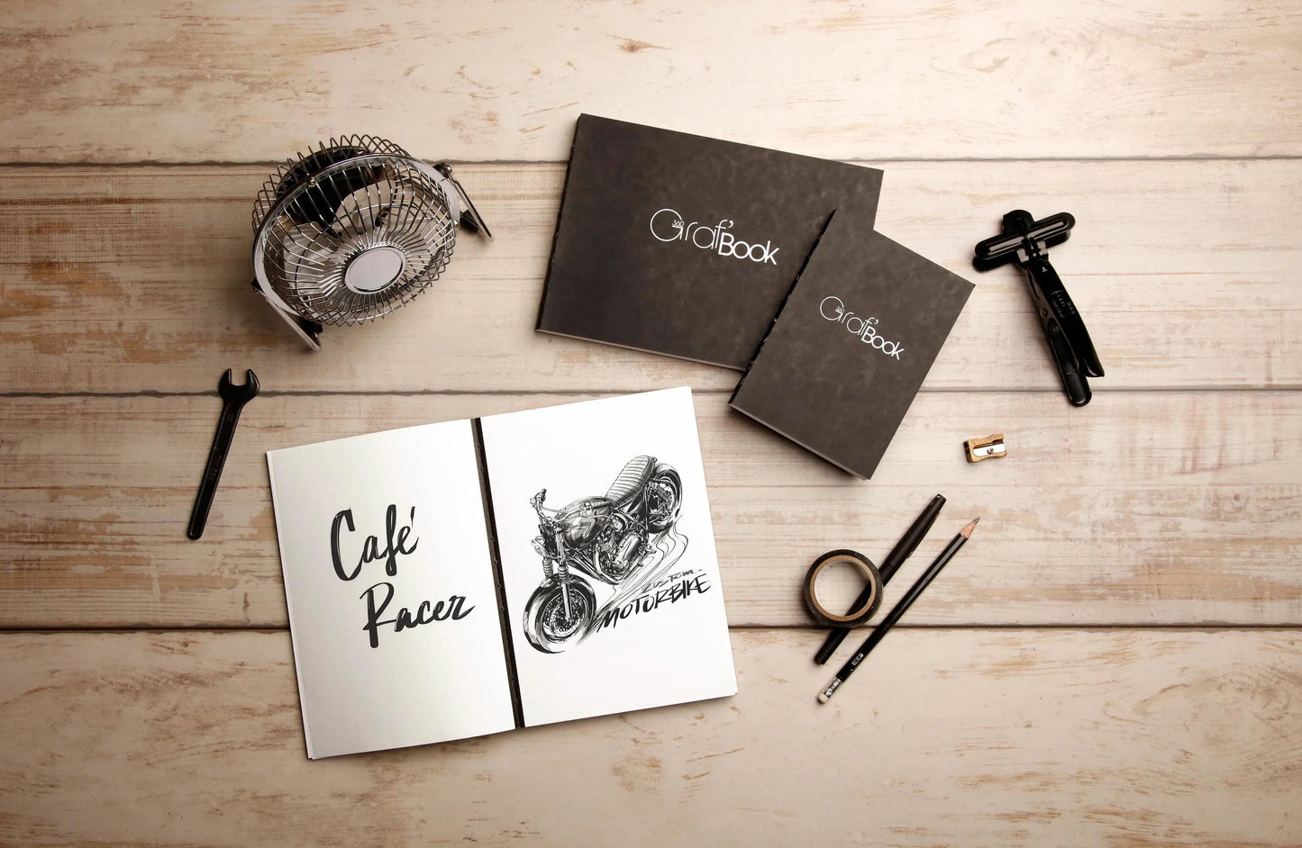 Graf'Book 360 notebook cucito indietro 100F A6 100g F - Nero (Pacchetto x5)
