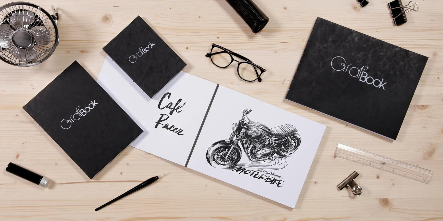 Graf'Book 360 notebook cucito indietro 100F A6 100g F - Nero (Pacchetto x5)