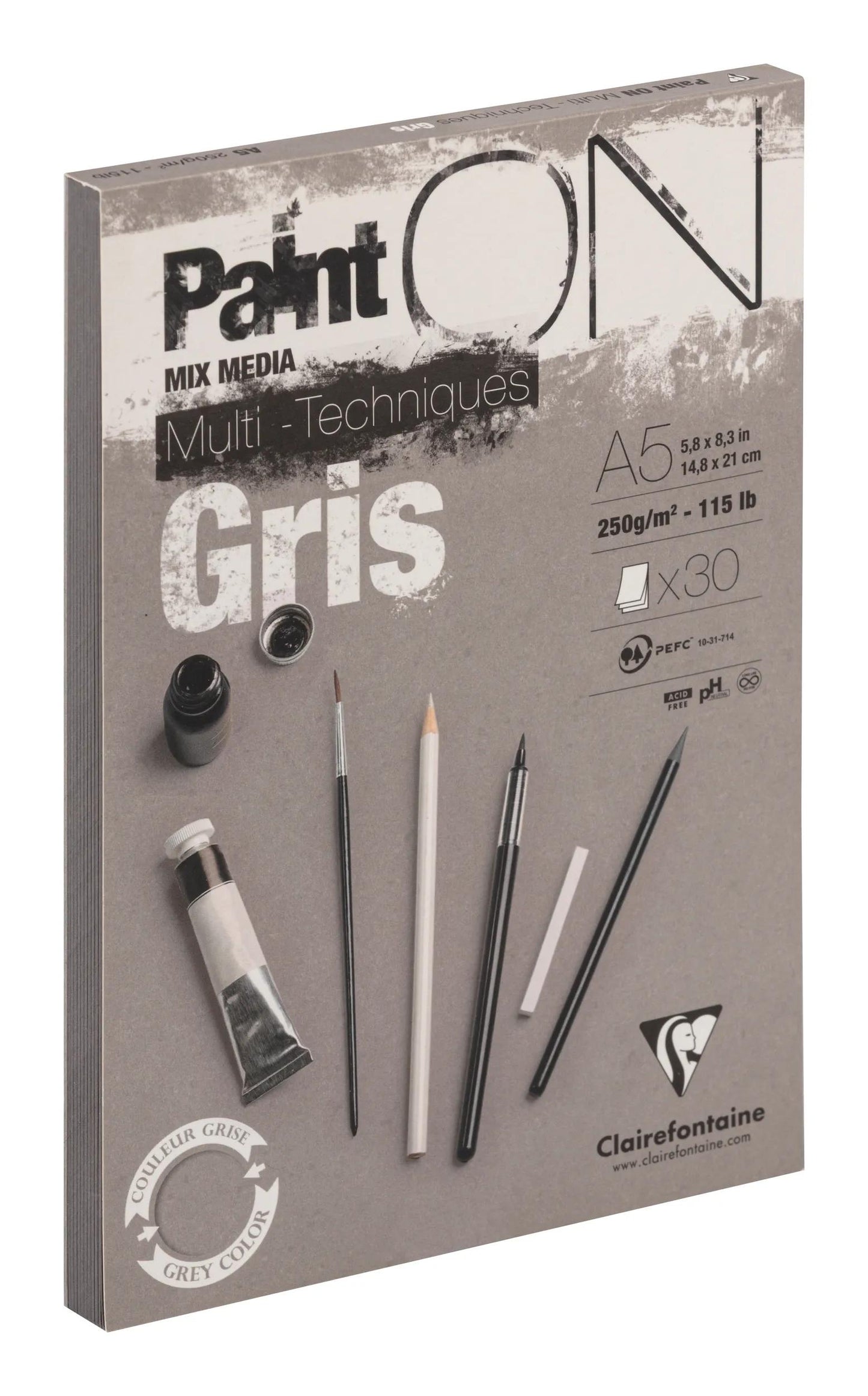 Paint'ON Grey block glued 30F A5 250g (Pack x4)