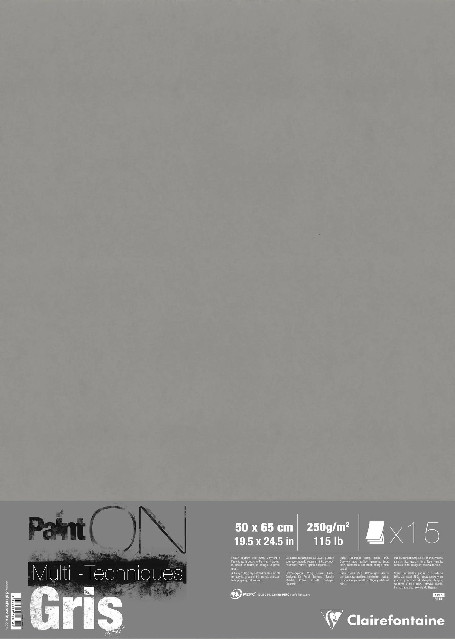 Paint'ON Grey pack 15F 50x65cm 250g - Grau (Paket x2)