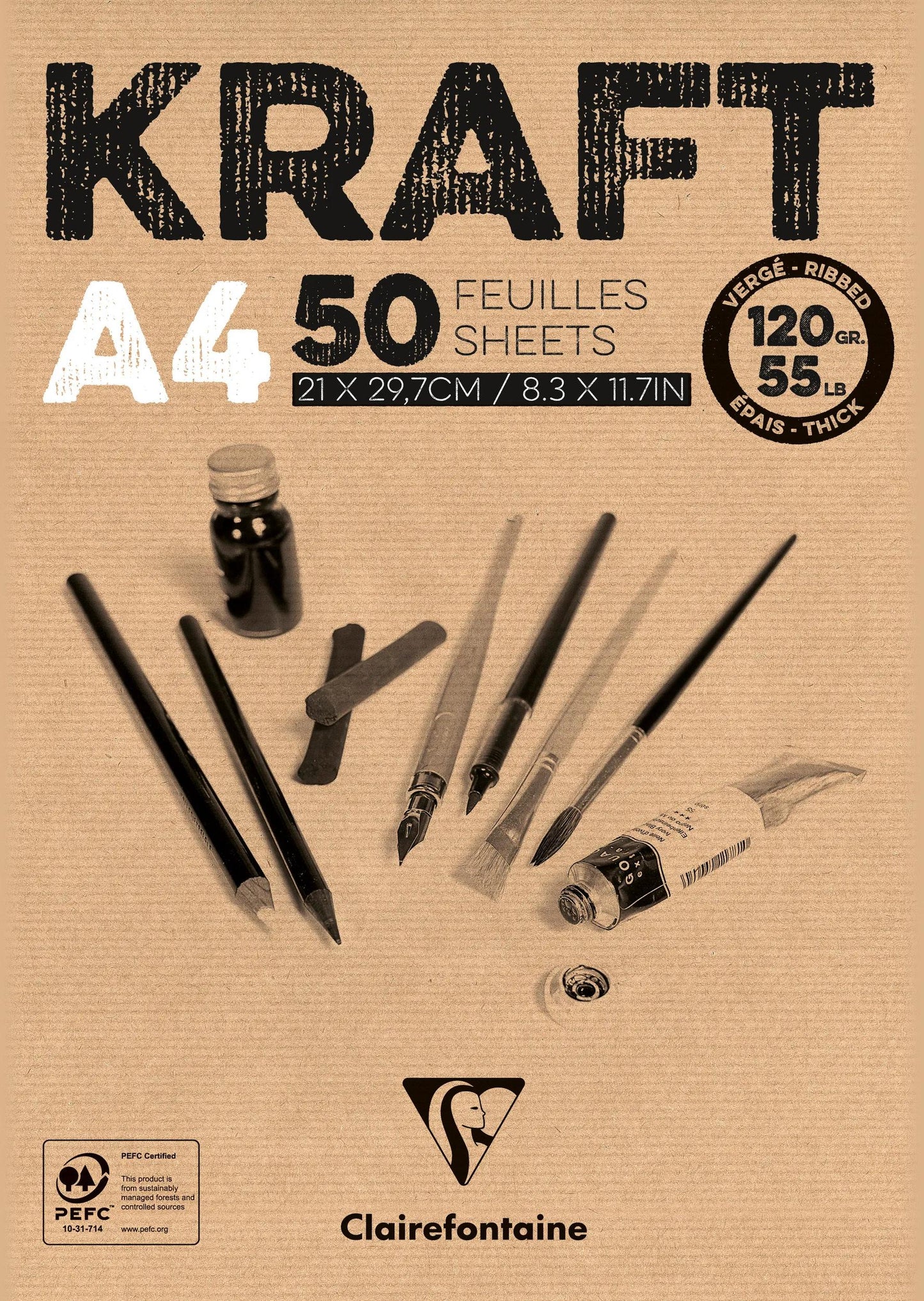 Kraftblock verklebt 50F A4 120g (Paket x5)