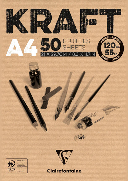 Kraft bloc collé 50F A4 120g (lot de 5)