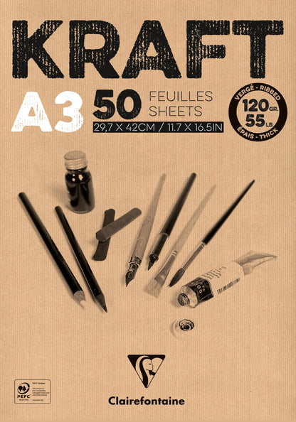 Blocco Kraft incollato 50F A3 120g (confezione da 2)