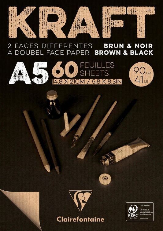 Kraft bi-face bloc collé 60F A5 90g (lot de 5)