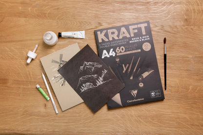 Kraft Zweiseitiger Block verklebt 60F A5 90g (5er-Pack)
