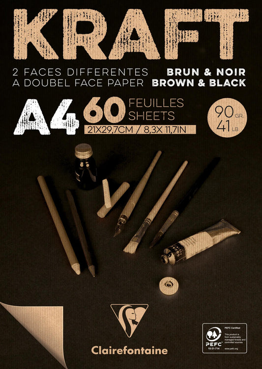 Kraft zweiseitig verklebter Block 60F A4 90g (5er-Pack)