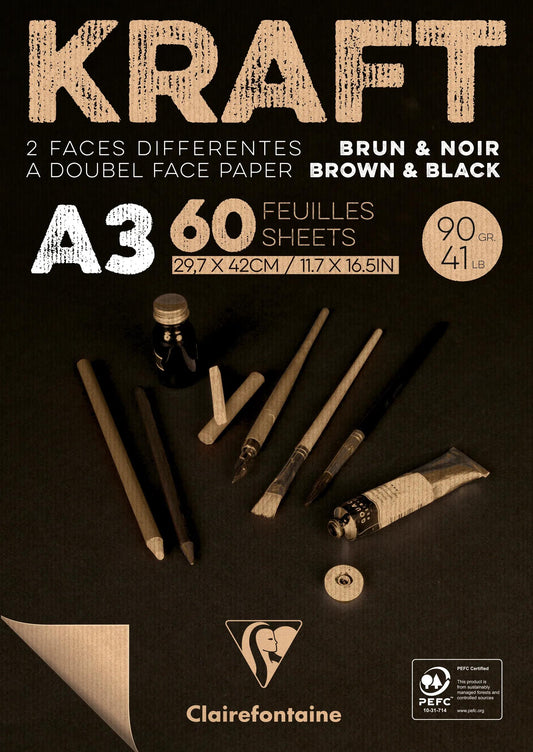 Kraft bi-face bloc collé 60F A3 90g (lot de 2)